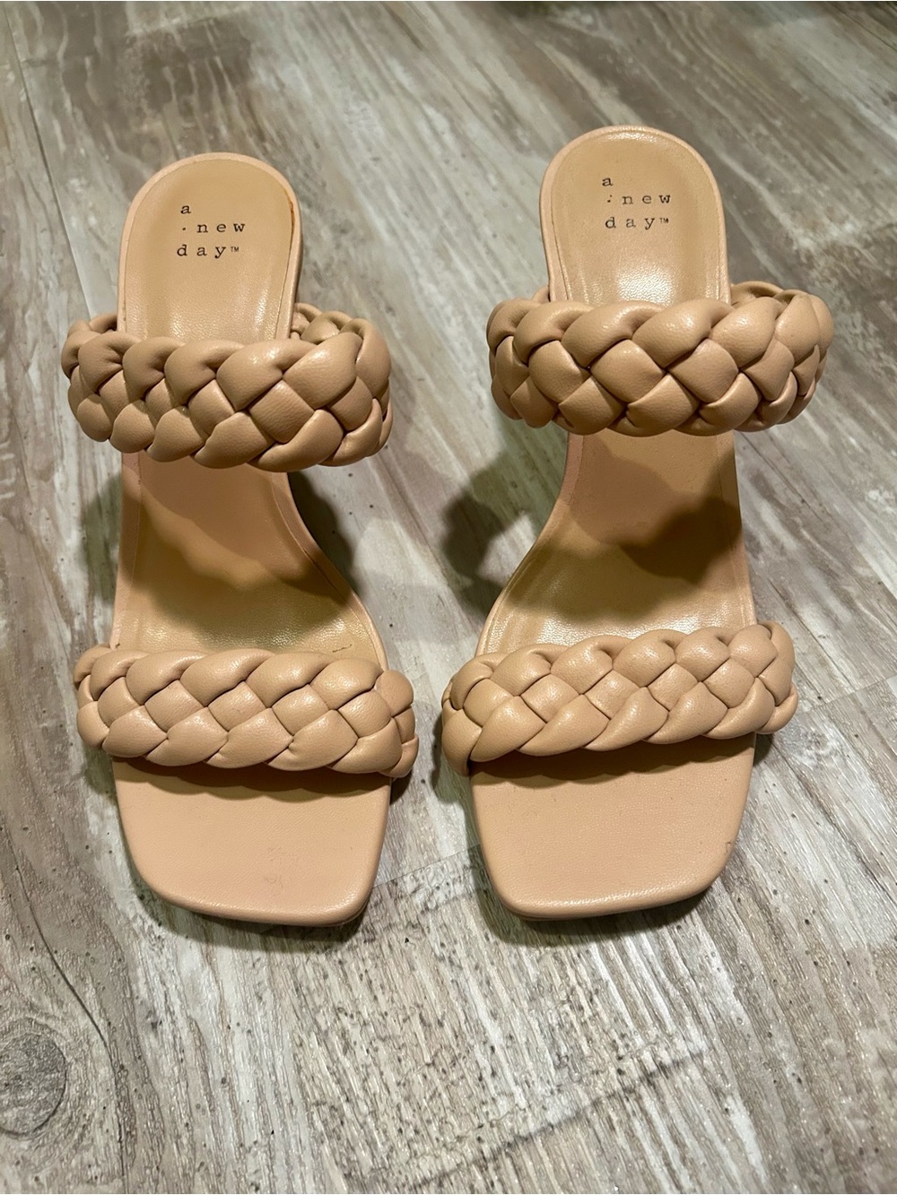 a new day Nude Braided Double-Strap Slide Heels